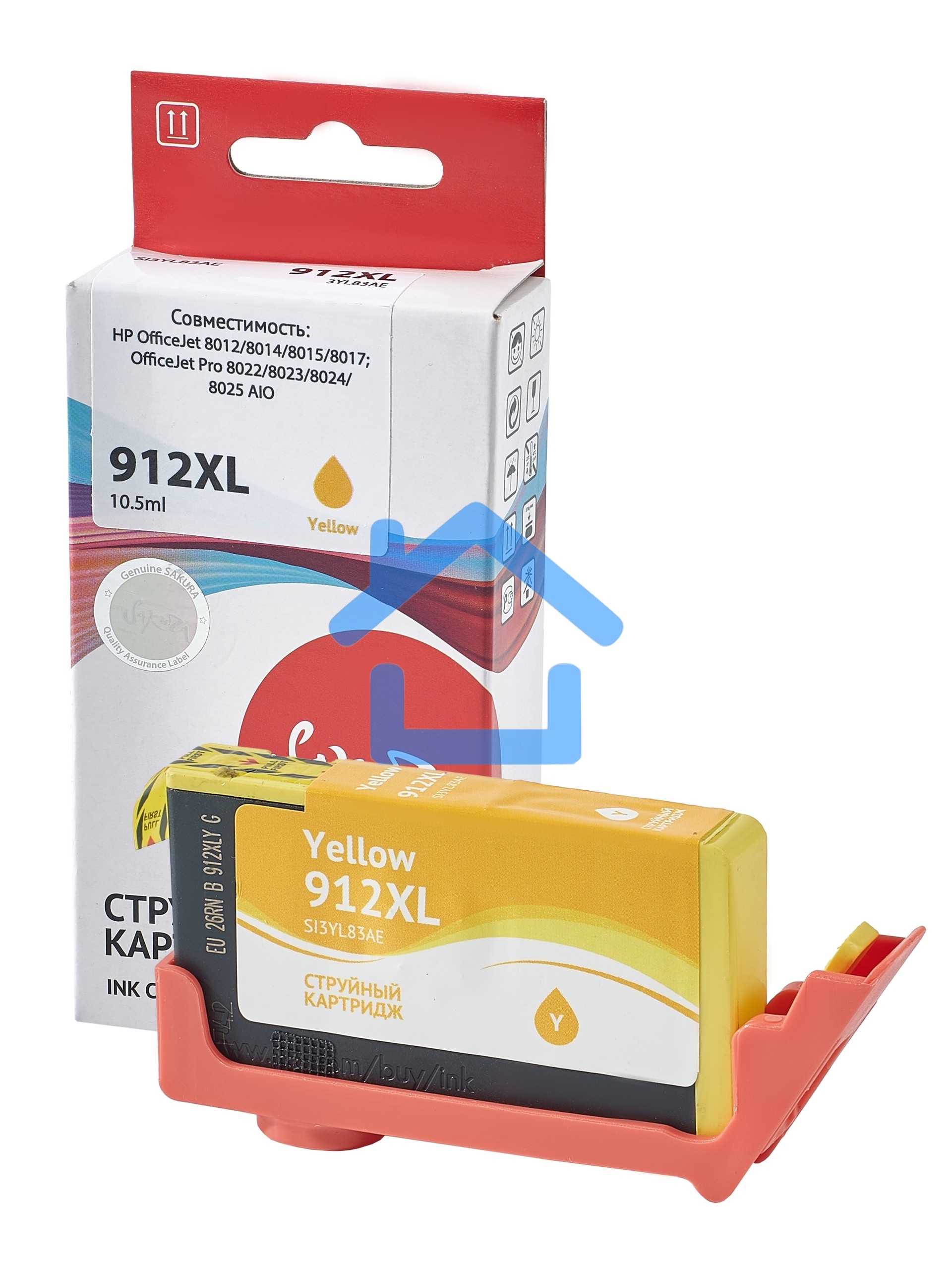 Струйный картридж Sakura 3YL83AE (№912XL Yellow) для HP, желтый, 10,5 мл., 825 к.