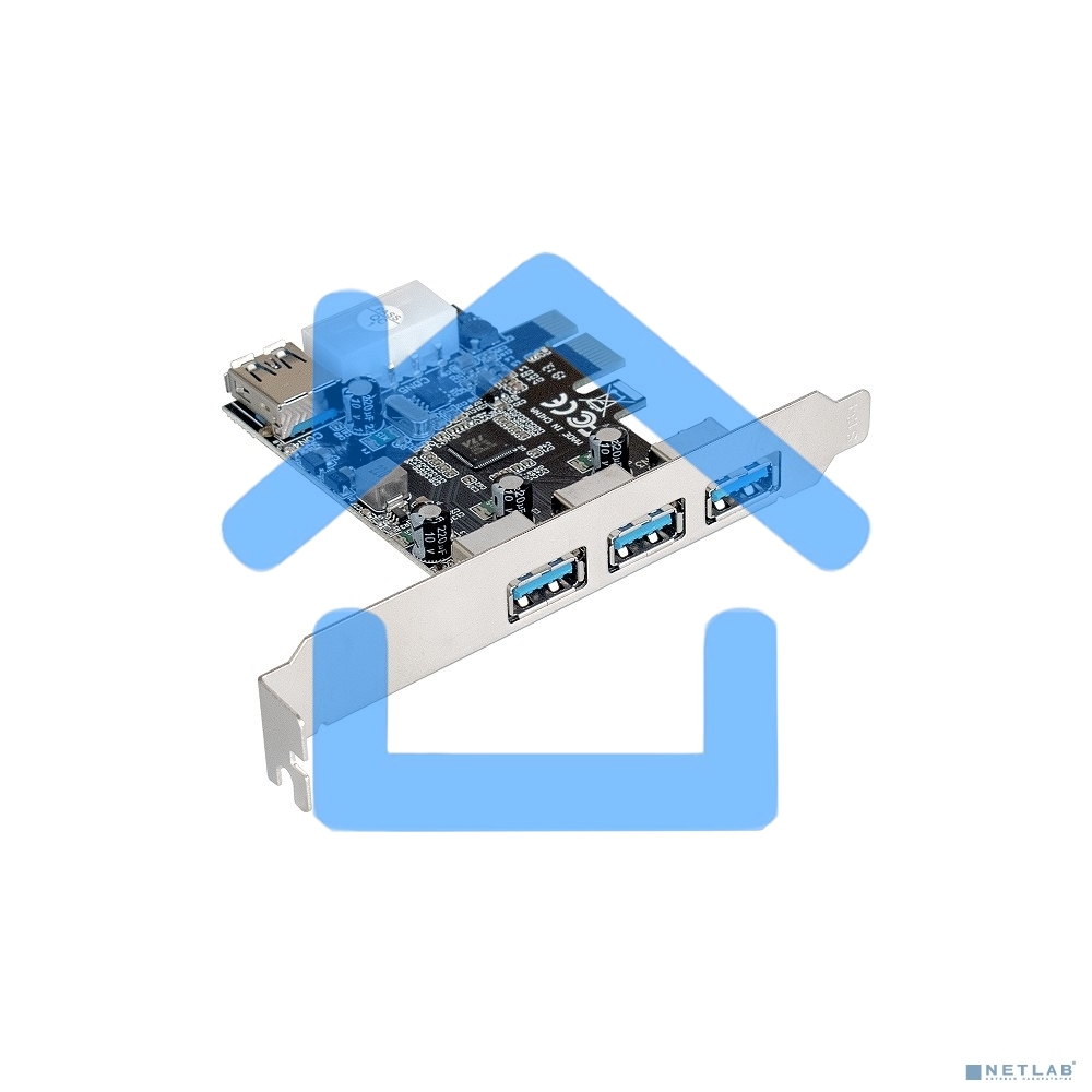 Контроллер ExeGate EXE-367 PCI-E 2.0, 3*USB 3.0 ext + 1*USB 3.0 int, разъем доп.питания (OEM)