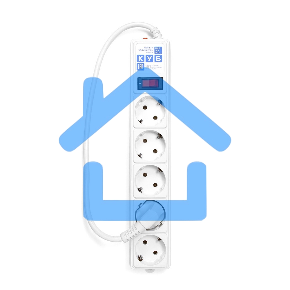 Сетевой фильтр Power Cube B 0,5 м 5 розеток (белый) 10А/2,2кВт