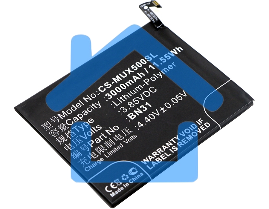 Аккумулятор CameronSinoCS-MUX500SL BN31 для Xiaomi 5X, MDE63.85V / 3000mAh / 11.55Wh