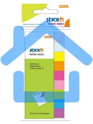 Закладки самоклеящиеся, индексы бумажные Stick`n 21689 50x12мм, 9 цветов в упаковке, 50 листов, европодвес