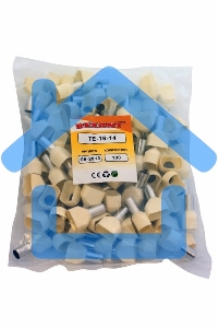 Наконечник штыревой втулочный изолированный F-14 мм 2х16 мм² (НШВи(2) 16-14/НГи2 16-14) слоновая кость Rexant