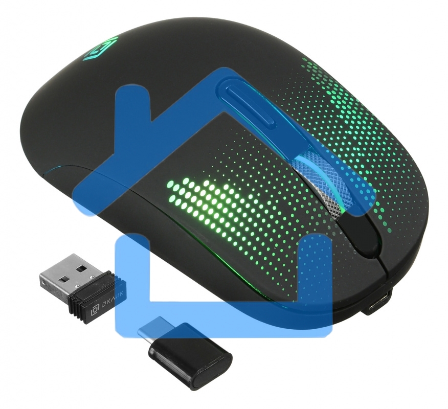 Мышь беспроводная Oklick 636LWC черный, 2400 dpi, радиоканал, USB/USB-C, кнопки - 6