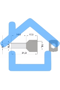 Наконечник штыревой втулочный изолированный F-14 мм 2х16 мм² (НШВи(2) 16-14/НГи2 16-14) слоновая кость Rexant