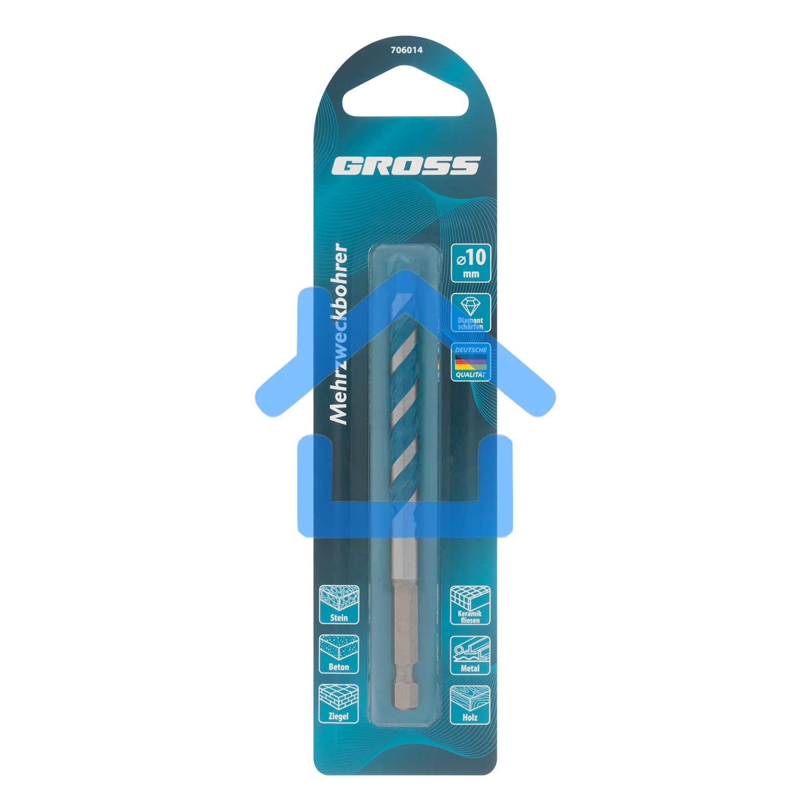Сверло универсальное, Multipurpose PRO, 6-гр. хвостовик, 10мм Gross