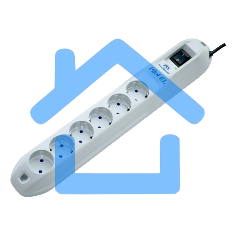 Сетевой фильтр ZIS Pilot GL 6 розеток (5 евро + 1 без заземления) 7м 10A/2.2kVt