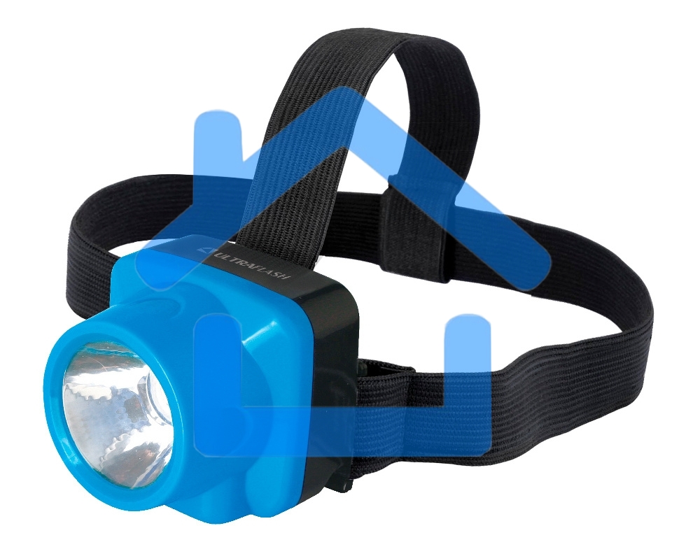 Фонарь налобный аккумуляторный LED5375 220В 0.4Вт LED 2 реж. пластик голуб. Ultraflash 14252