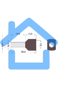 Наконечник штыревой втулочный изолированный F-14 мм 2х10 мм² (НШВи(2) 10-14/ Ги2 10-14) красный Rexant