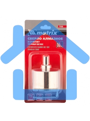 Сверло алмазное Matrix по керамограниту, 55 х 67 мм, 3-гранный хвостовик