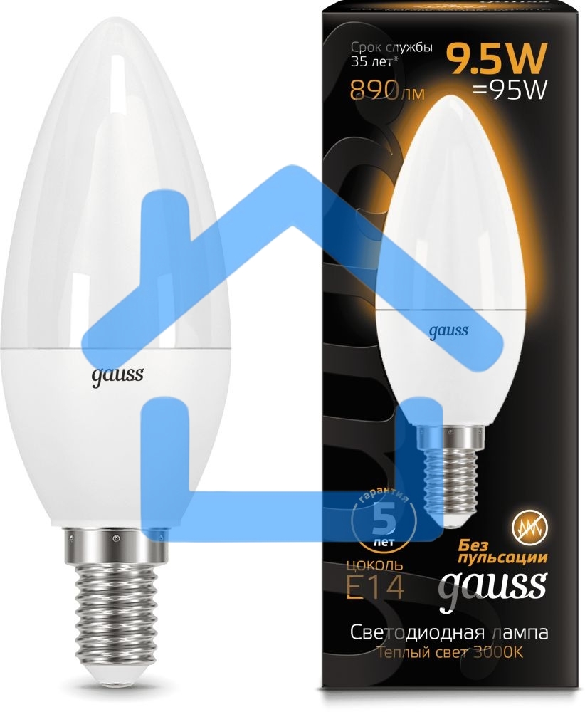 Лампа светодиодная Led Candle E14 9.5Вт 3000К Gauss 103101110