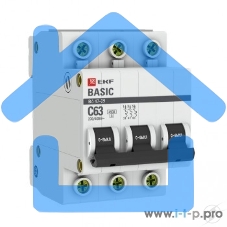 Выключатель автоматический EKF mcb4729-3-63C 3P 63А (C) 4,5кА ВА 47-29 Basic