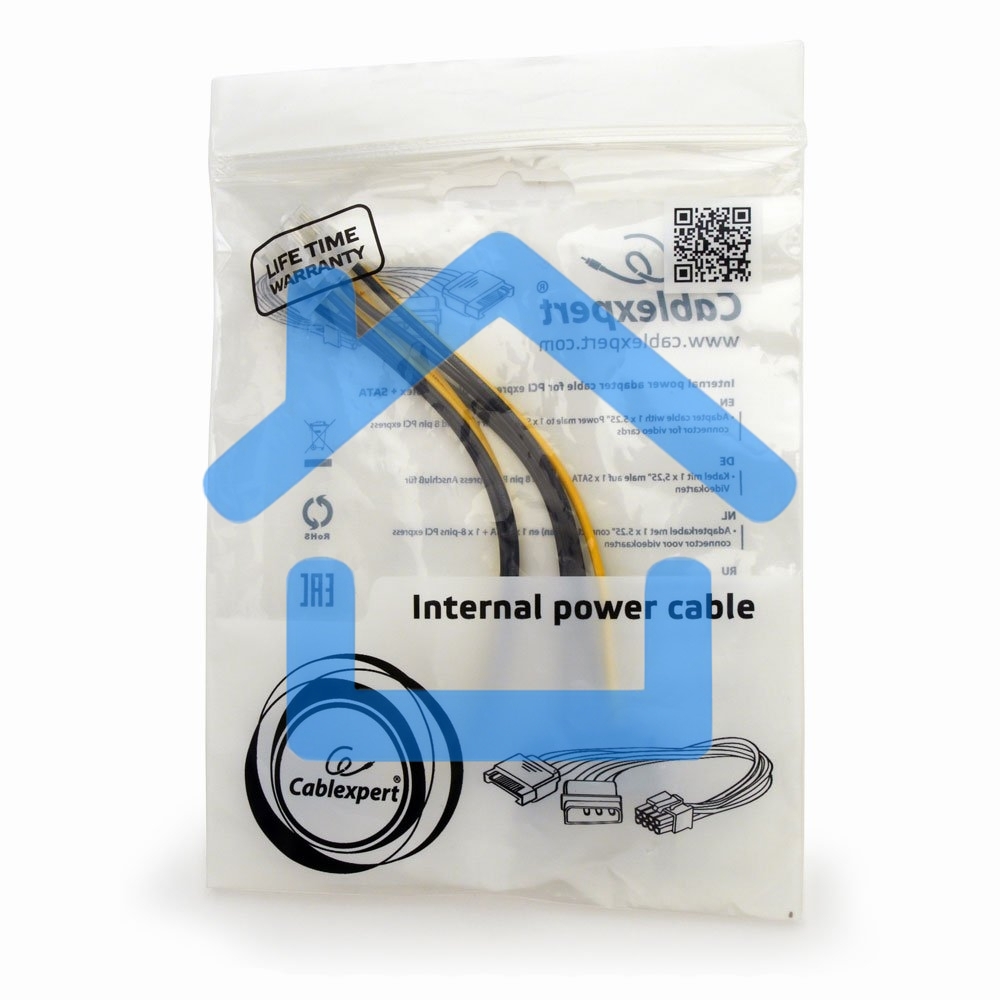 Разветвитель питания Cablexpert CC-PSU-82, Molex+SATA->PCI-Express 8pin, для подключения в/к PCI-Е (8pin) к б/п ATX
