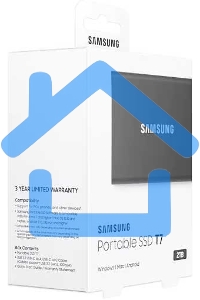 Внешний SSD Samsung T7, 2TB, USB 3.2 Gen 2 Type-C, R/W 1050/1000, титан
