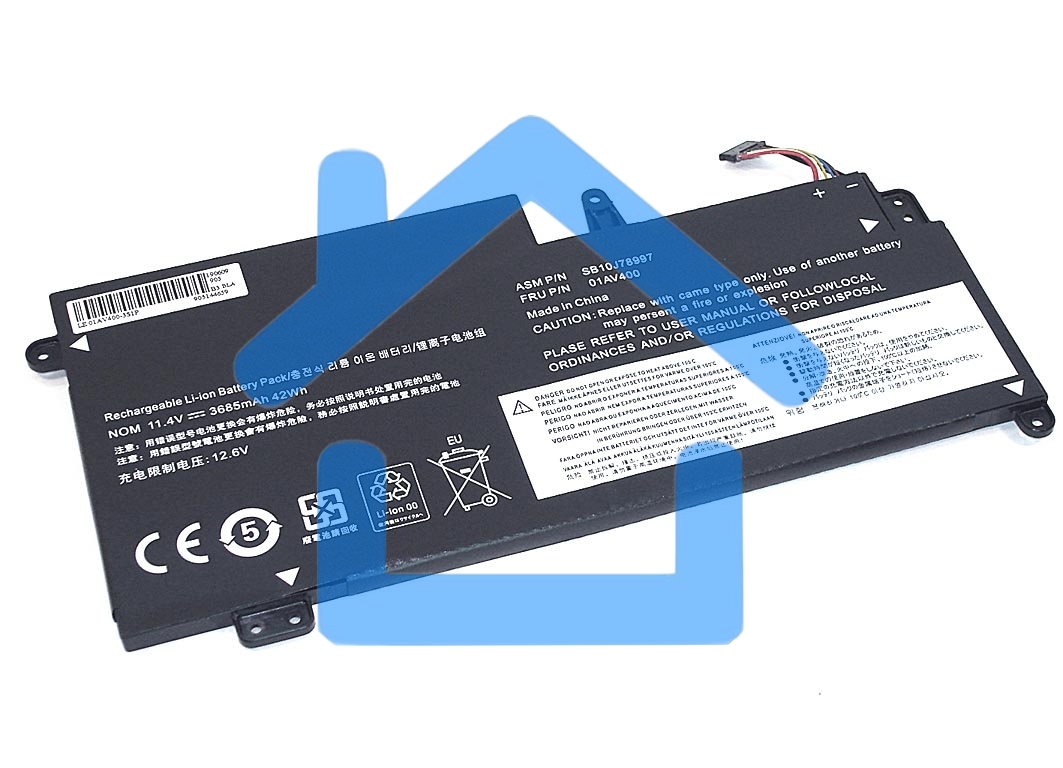 Аккумуляторная батарея для ноутбука Lenovo ThinkPad S2 13 (01AV400-3S1P) 11.4V 42Wh OEM черный