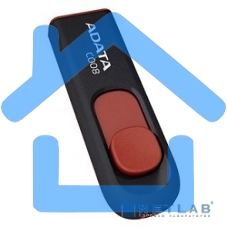Флешка USB ADATA С008 (AC008-32G-RKD), 32 Gb, USB 2.0, R/W 15/5, черный/красный