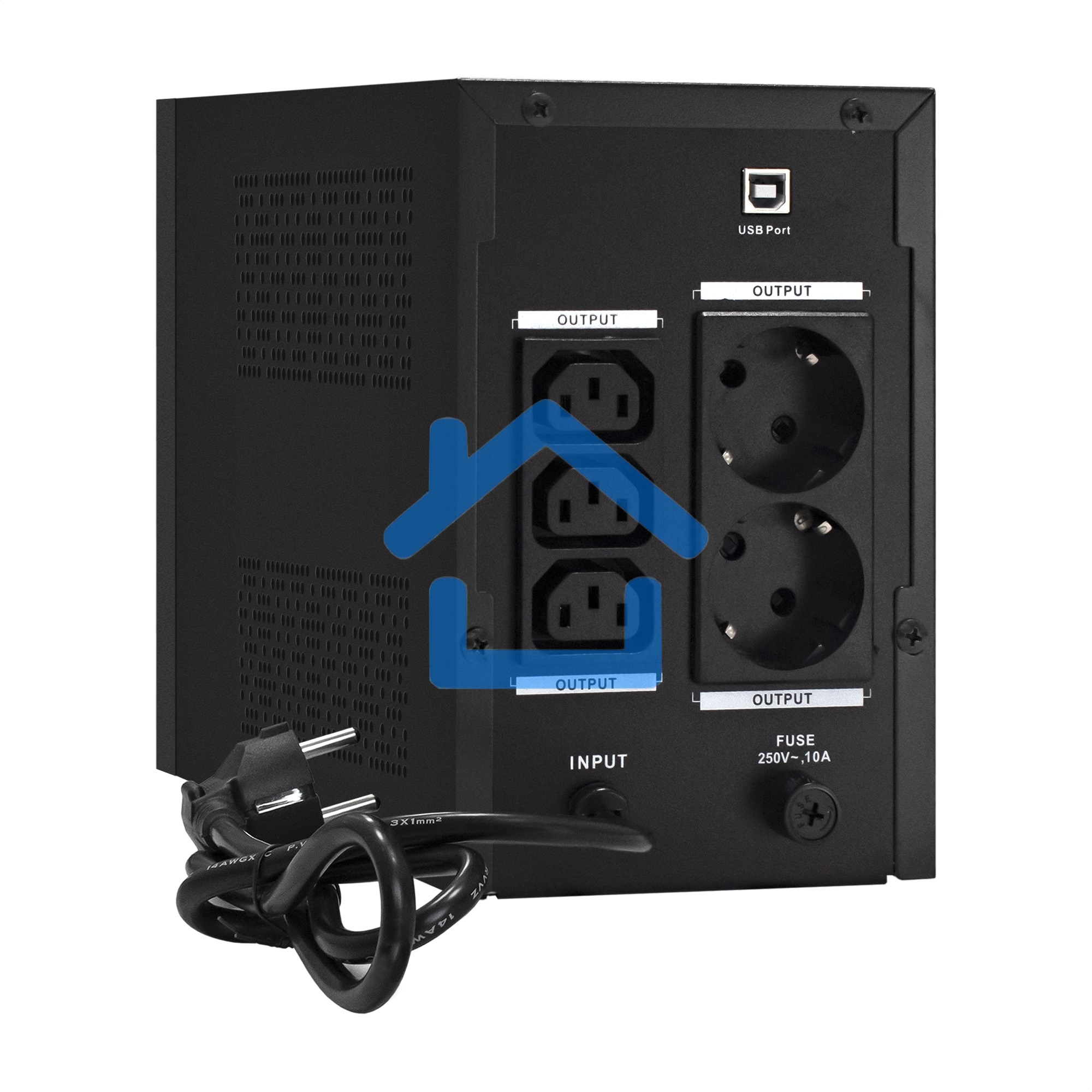 Источник бесперебойного питания ExeGate SpecialPro UNB-1200.LED.AVR.2SH.3C13.USB 1200VA/750W, LED, AVR, 2*Schuko+3*C13, USB,съемн.кабель, металлический корпус, черный