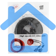 Кабель DVI-D dual link Gembird/Cablexpert CC-DVI2-BK-10M, 25M/25M, 10м, черный, экран, феррит.кольца, пакет