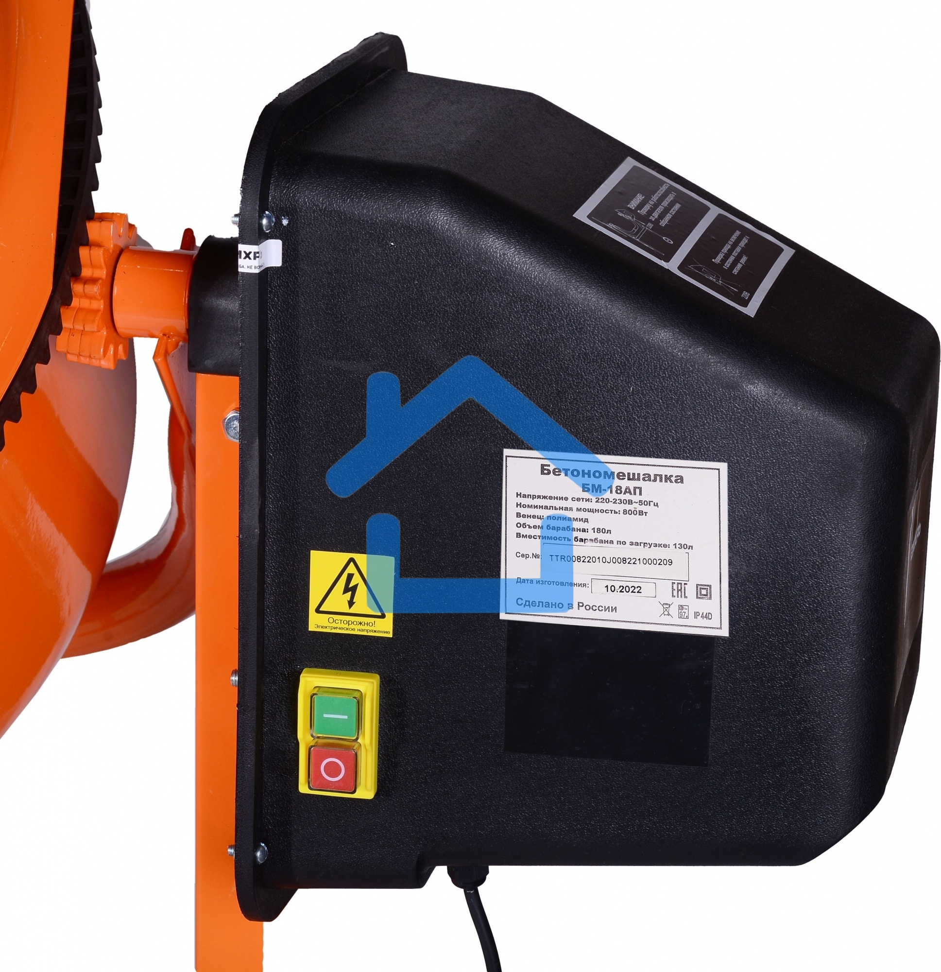 Бетономешалка Вихрь БМ-18АП (74/1/19) 800 Вт, 180 л, полиамидный венец, 32 об/мин