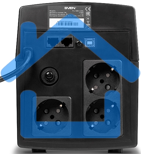 Источник бесперебойного питания SVEN Pro 1000 1000VA/720W USB, RJ-45 (3 EURO) 
