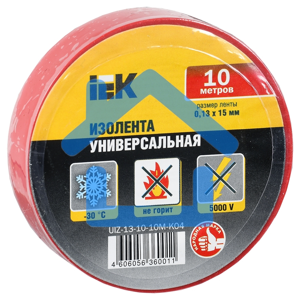 Изолента Iek UIZ-13-10-10M-K04 0,13х15 мм красная 10 метров ИЭК
