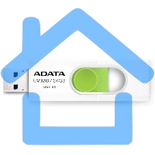 Флешка USB ADATA UV320 (AUV320-64G-RWHGN), 64 Gb, USB 3.2 Gen1, R/W 100/30, белый/зеленый