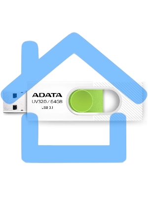 Флешка USB ADATA UV320 (AUV320-64G-RWHGN), 64 Gb, USB 3.2 Gen1, R/W 100/30, белый/зеленый