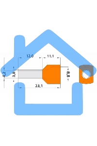 Наконечник штыревой втулочный изолированный F-12 мм 2х4 мм² (НШВи(2) 4.0-12/НГи2 4,0-12) оранжевый Rexant