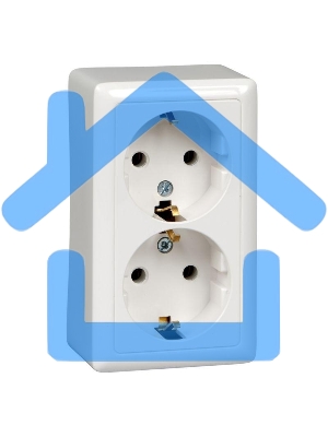 Розетка 2-м ОП Хит 16А 250В без защ. шторок с заземл. белый SchE RA16-238-B