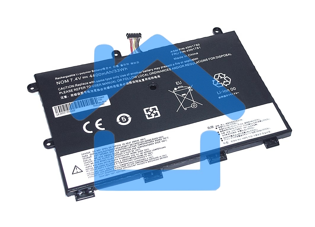 Аккумуляторная батарея для ноутбука Lenovo ThinkPad Yoga 11e (45N1750-2S2P) 7.4V 4400mAh OEM черный