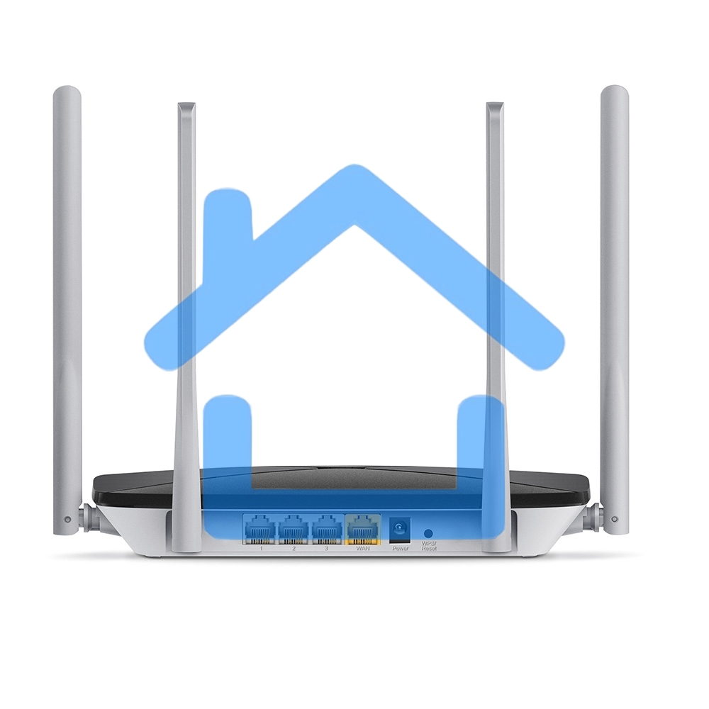 Беспроводный маршрутизатор Mercusys AC12, Dual Band, (867Мбит/с на 5 ГГц + 300Мбит/с на 2,4 ГГц)4 порта 100 Мбит/с, 4 фиксированных антенны