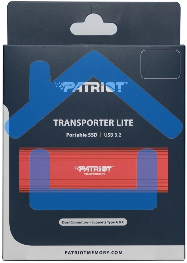 Внешний накопитель SSD Patriot 512Gb USB-C, Transporter Lite, R/W 1000MB/1000MB/s, красный