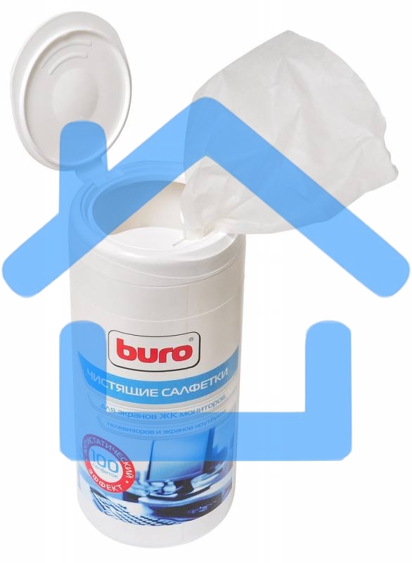 Салфетки Buro BU-Tscreen, 100 шт для экранов мониторов/плазменных/ЖК телевизоров/ноутбуков туба 100шт влажных