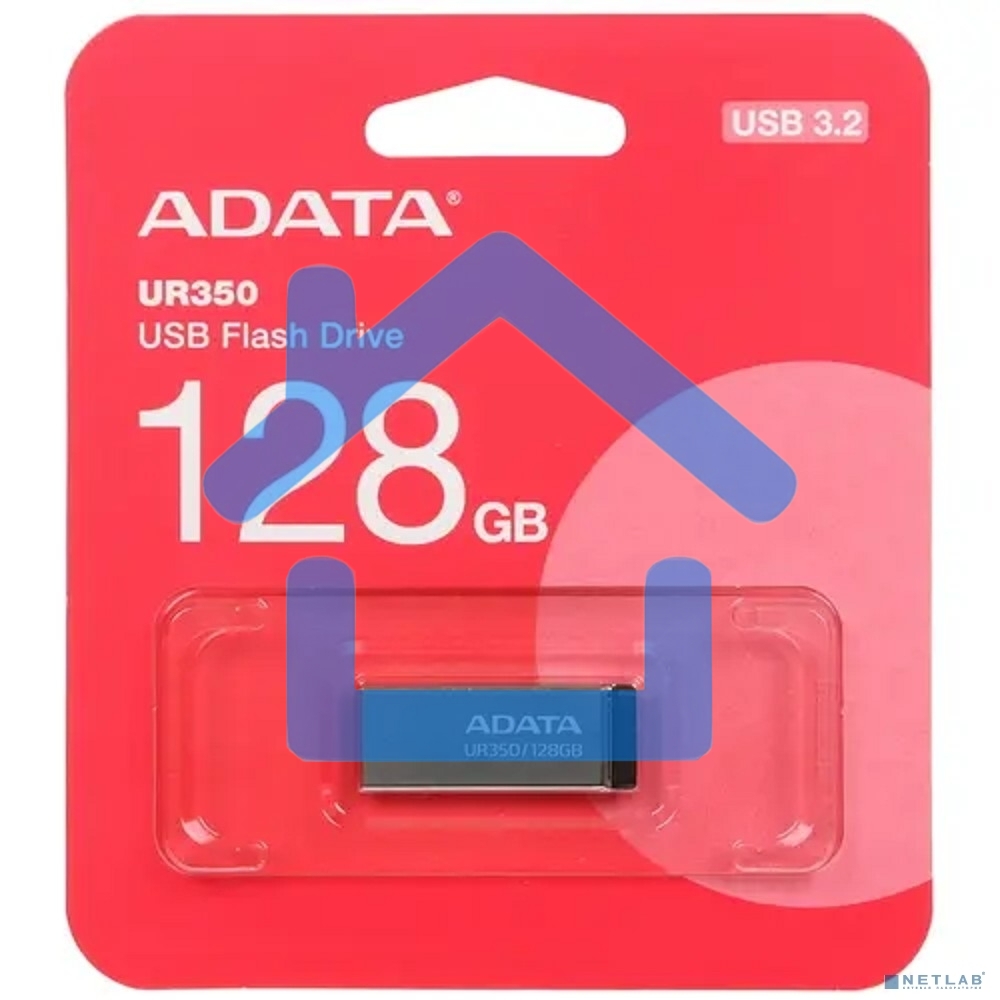 Флешка USB ADATA UR350 (UR350-128G-RSR/BK), 128 Gb, USB 3.2, R/W 100/15, серебристый /черный