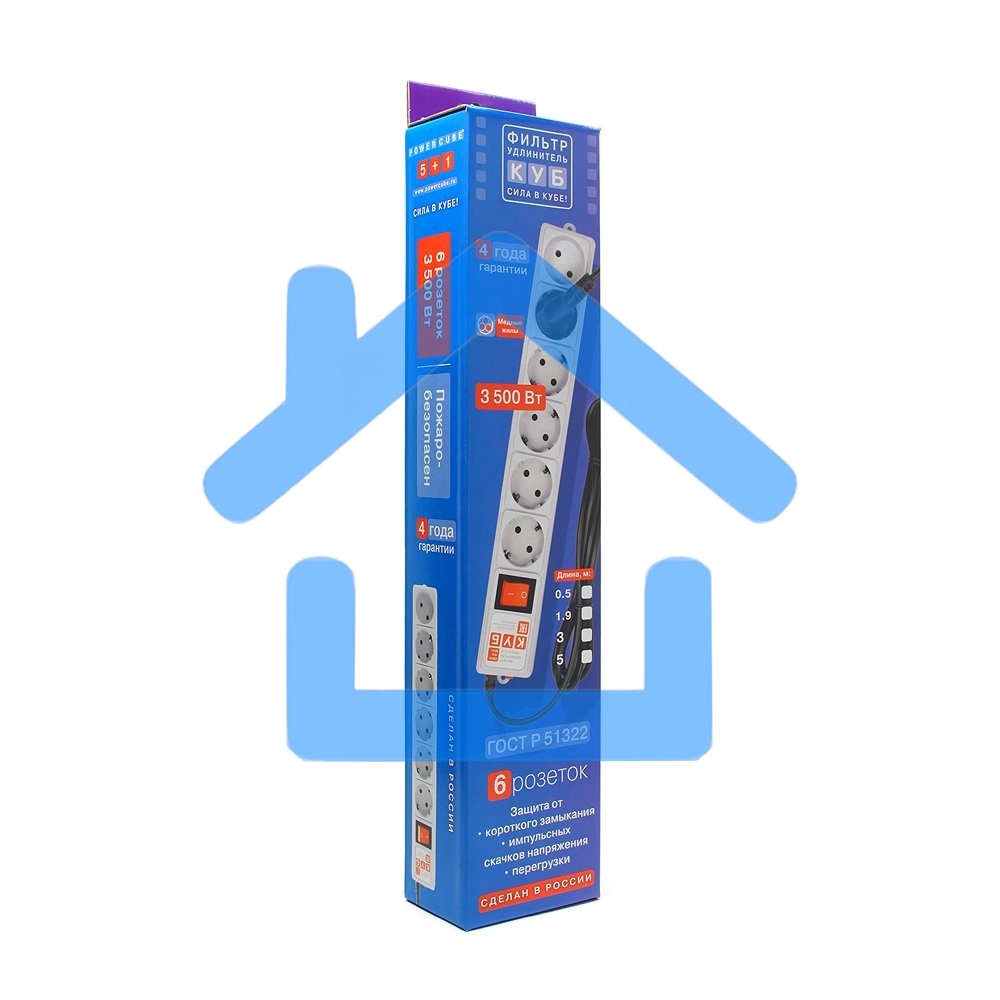Сетевой фильтр Power Cube 1,9 м 6 розеток (белый) 16B/3,5кВт