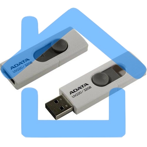 Флешка USB R/W ADATA R/W 32Gb ADATA UV220, USB 2.0, белый/серый