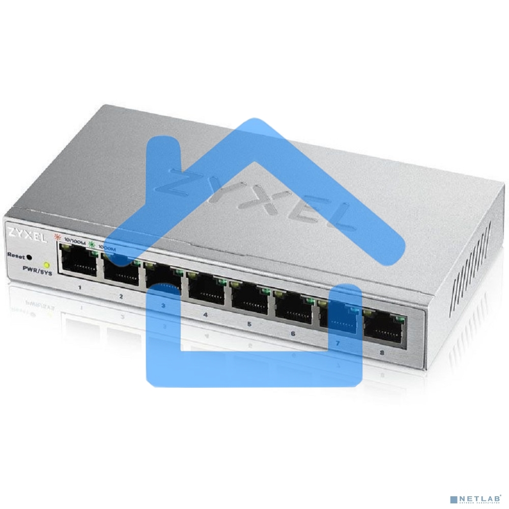Коммутатор ZyXEL GS1200-8 Smart 8-port GbE Web Managed Switch, 60W, VLAN, IGMP, QoS, Link Aggregation