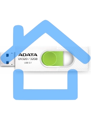 Флешка USB ADATA UV320 (AUV320-32G-RWHGN), 32 Gb, USB 3.2, R/W 100/30, белый/зеленый
