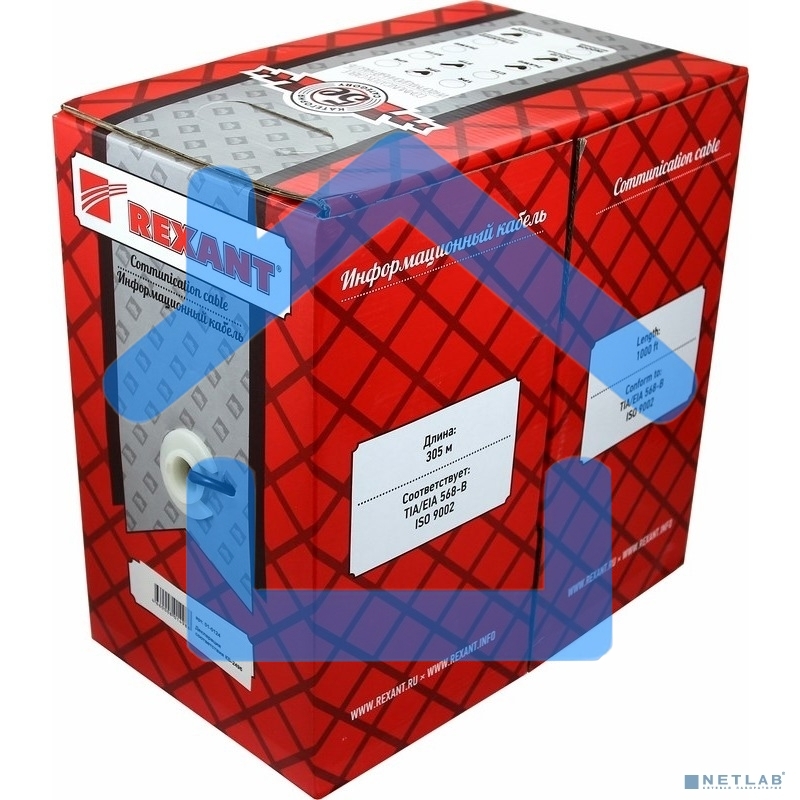 Кабель витая пара Rexant UTP 4PR 24AWG, CAT5e, STRANDED (бухта 305 м)