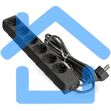 Удлинитель ExeGate ECE-6-3B (EX285831RUS), черный, 3 м, евровилка с заземлением, 6 евророзеток с заземлением, 2200 Вт