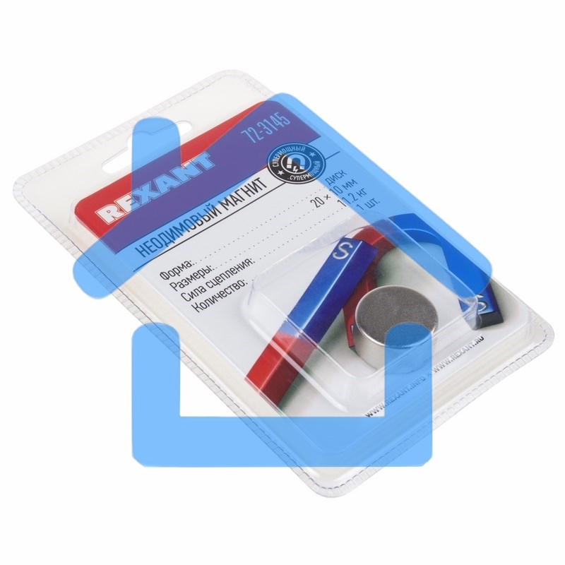 Неодимовый магнит диск 20х10мм сцепление 11,2 кг (Упаковка 1 шт) Rexant