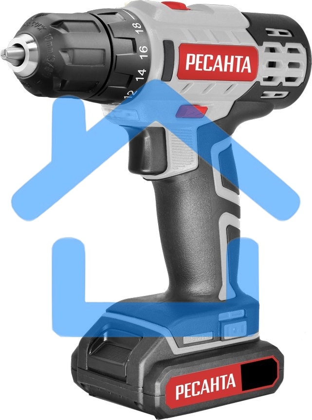 Дрель-шуруповерт Ресанта ДА-50Л2-18А 75/14/9, Аккумуляторная, 18В, 2 АКБ, Кейс