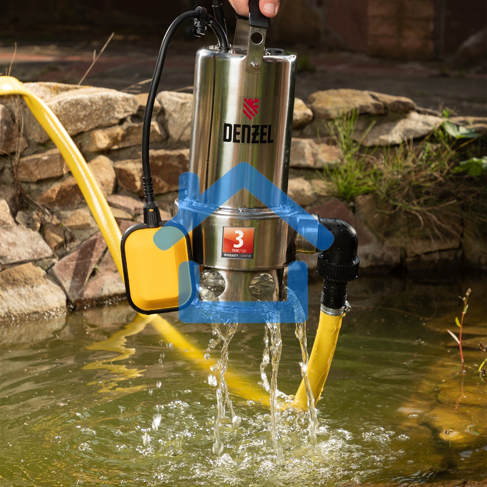 Насос Denzel DP1100X дренажный 1100Вт подъем 11м 15500л/ч