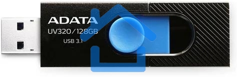 Флеш диск ADATA UV320 128Gb, USB 3.2, черный/голубой