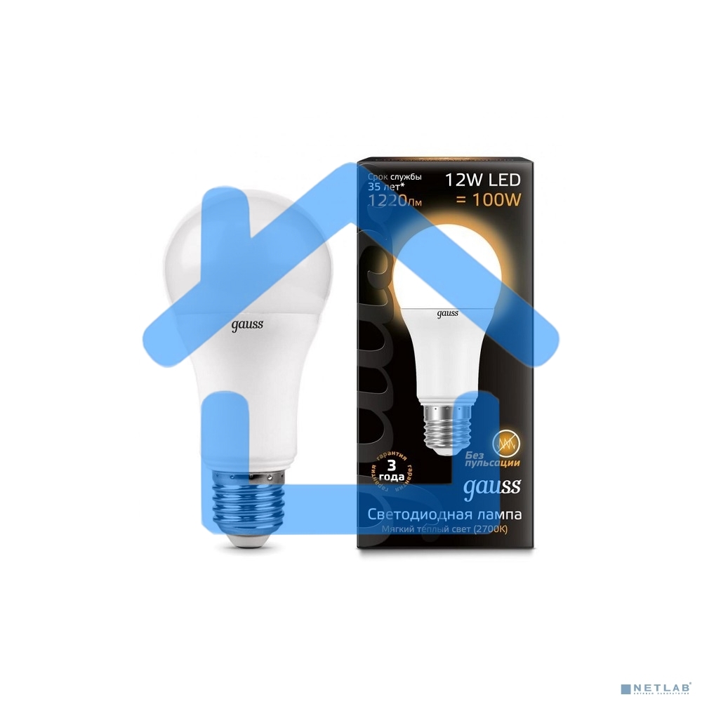 Лампа светодиодная GAUSS LD102502112LED A60 globe 12W E27 2700K