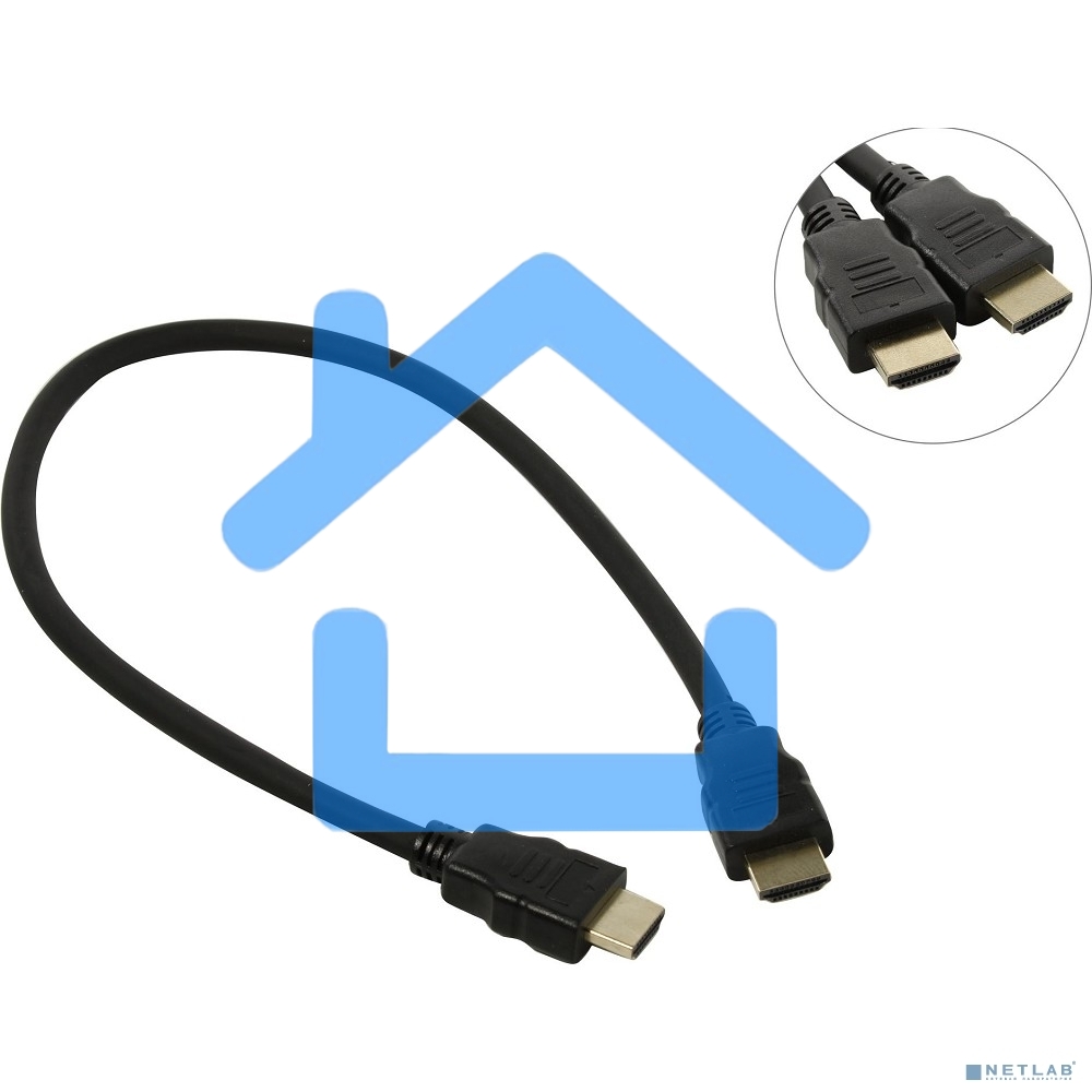 Кабель HDMI Exegate EX287728RUS EX-CC-HDMI2-0.5 (19M/19M, 0,5м, v2.0, 4K UHD, Ethernet, позолоченные контакты)