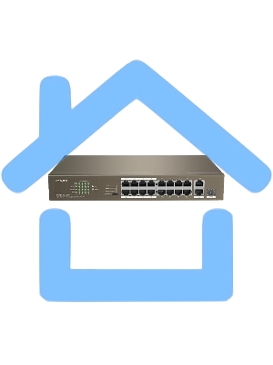 Сетевой коммутатор Tenda F1118P-16-150W 16x10Base-T / 100Base-TX 2x10Base-T / 100Base-TX / 1000Base-T 1x10/100/1000BASE-T/SFP combo F1118P-16-150W