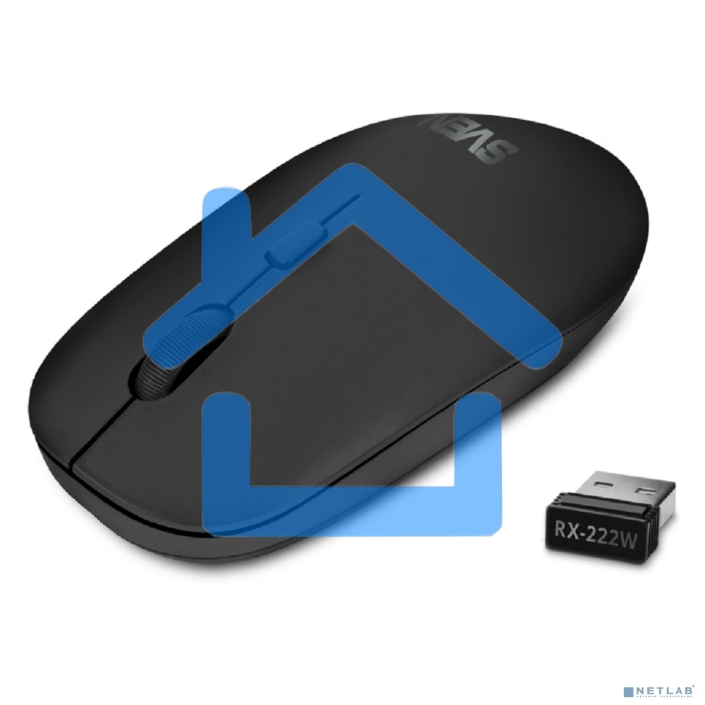 Мышь беспроводная SVEN RX-222W черный, 1800 dpi, радиоканал, Bluetooth, USB, кнопки - 4