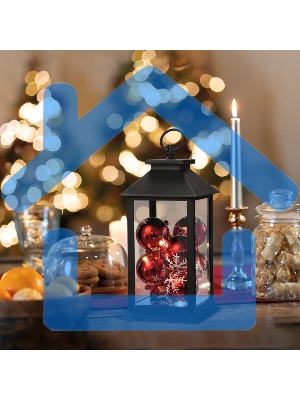 Декоративный фонарь Neon-night с шариками, черный корпус, размер 14х14х27 см, цвет теплый белый