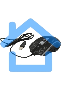 Мышь проводная Defender Overmatch GM-069 черный, 2400 dpi, USB, кнопки - 4