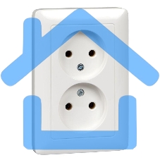 Розетка WESSEN RS16-235-BХИТ белый 2-ая б/з 10А скрытый монтаж